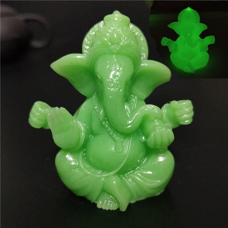 Bronze Color Lord Ganesha Statue, Buddha Ornaments, Elephant Hindu God Sculpture Figurines For Home Office Decoration, Buddha Statues