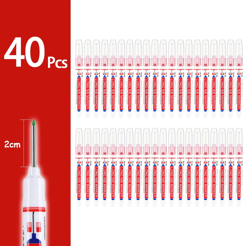 4-80Pcs, 2cm, Waterproof Long Head Markers, Deep Hole Marker Pen for Metal Carpenter, Red/ Black/ Blue/ Green Ink Woodworking Tools