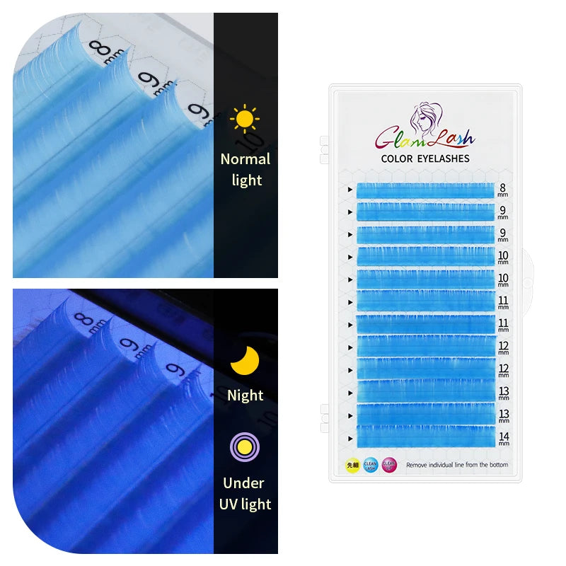 Colored Lashes, Lake Blue/ Lavender/ Cinnamon/ Dark Green/ Matcha Grey, Individual Natural False Colorful Eyelash Extension, GLAMLASH