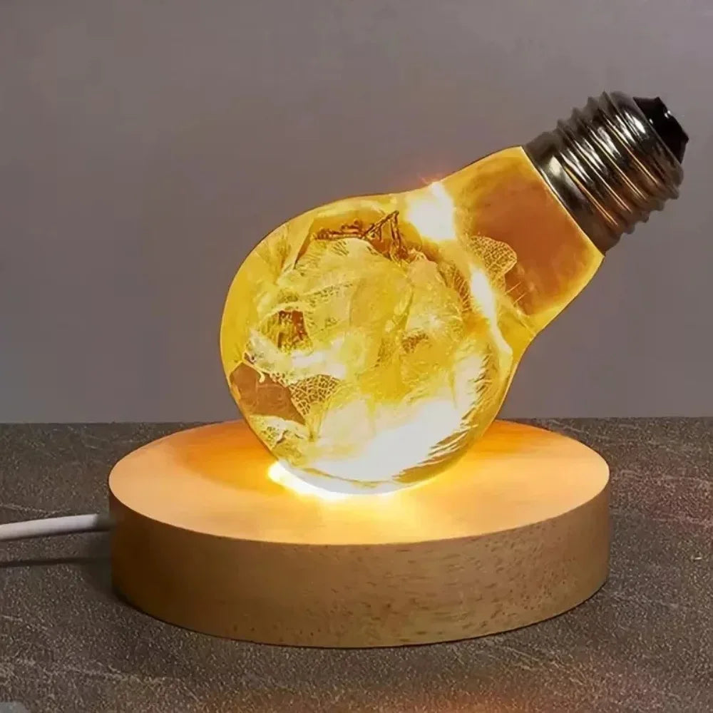 Battery Operated 8/10cm Round Wooden LED Light Dispaly Base Stand, Night Lamp Base, Crystal Glass Resin Art Ornaments