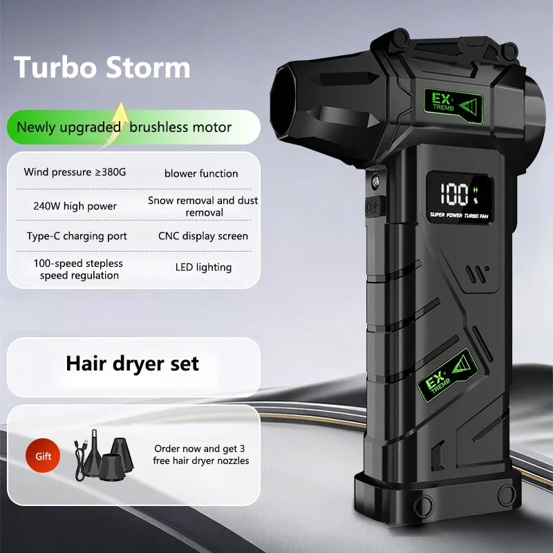 New Powerful Turbo Air Blower 380g Wind Pressure 240W High Power Turbo Fan Portable Vacuum Cleaner Brushless Motor Air Duster