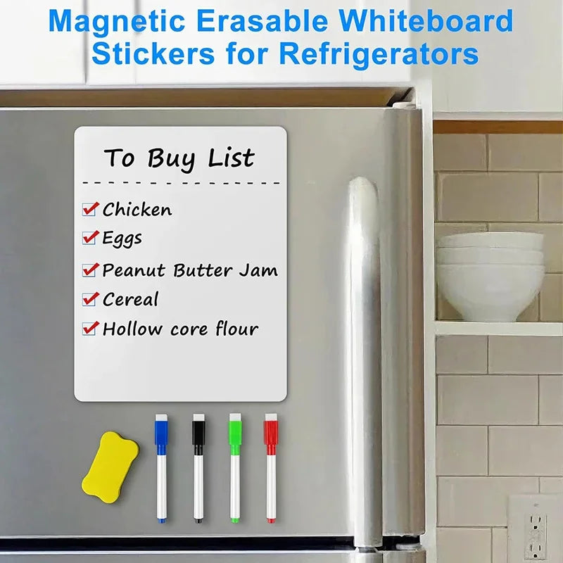 A4 Size Dry Erase Whiteboard for Fridge, Sticker Magnetic Whiteboard, Portable 11.8"x8.2" Planner for Refrigerator