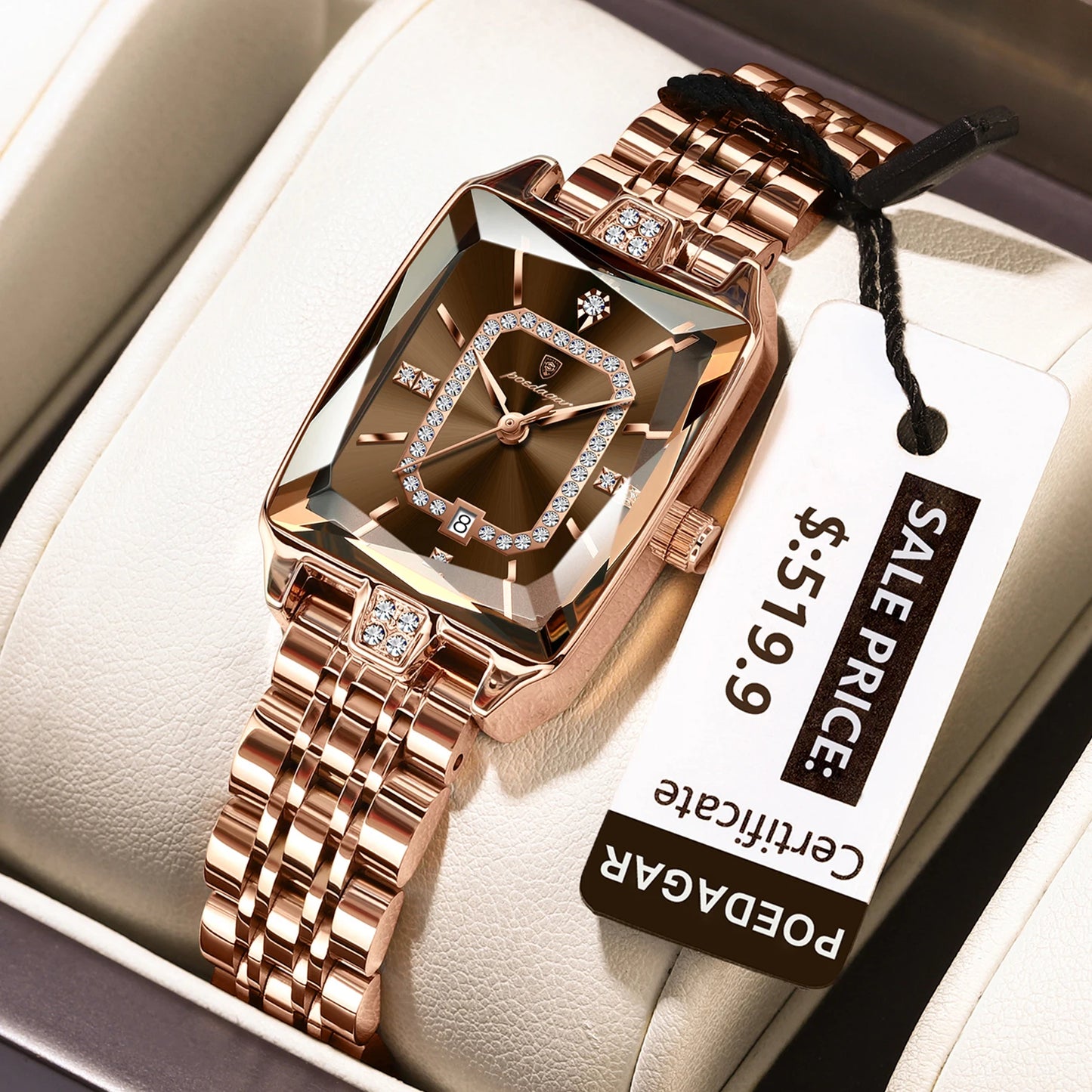 Luxury Watch For Woman, Waterproof Calendar High Quality Ladies Watch, Stainless Steel Quartz Women's Watches With Elegant Box, POEDAGAR