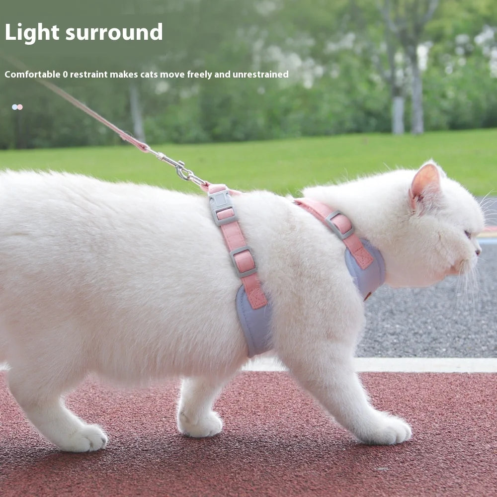 Escape Proof Cat Harness with Leash, Adjustable Soft Vest, Pet Walking Set for Outdoor, Kitty Safety No Pull Comfort Design