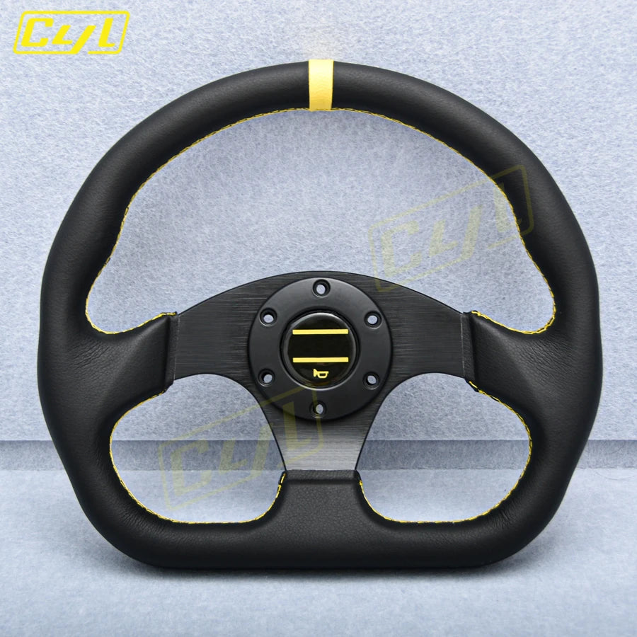 13-inch 320mm D-Shape Leather Steering Wheel JDM Universal Racing Sports Steering Wheel