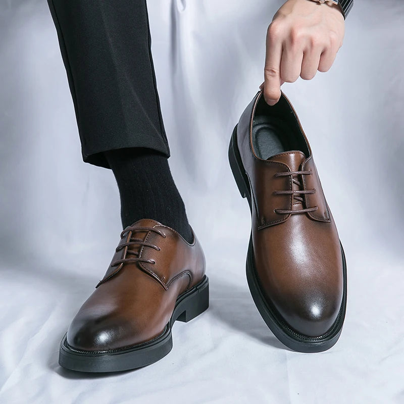 Spring Autumn Soft Sole Comfortable Casual Shoes, Men's Outdoor Hiking Travel Shoes, High End High Quality Men's Suit Dress Shoes