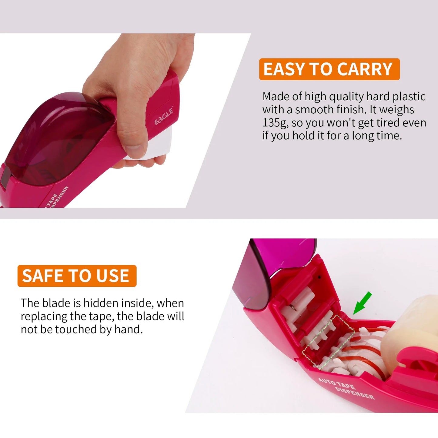 Eagle Automatic Tape Dispenser, No Battery Required, With 2 Rolls Free Tape, Suitable for Handwork, Family Gift Packaging