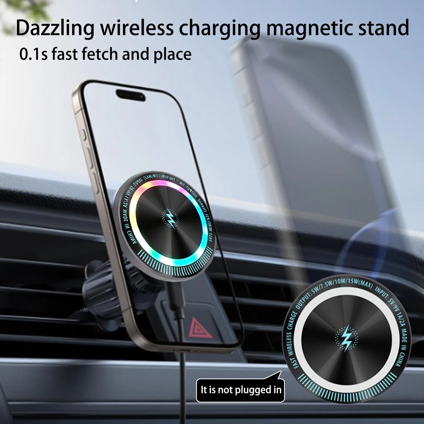 Magnetic Car Phone Holder, 15W wireless charge Vent Magsafe Ring Car MountFit for iPhone 14 13 12 Pro Plus, Mini MagSafe Case