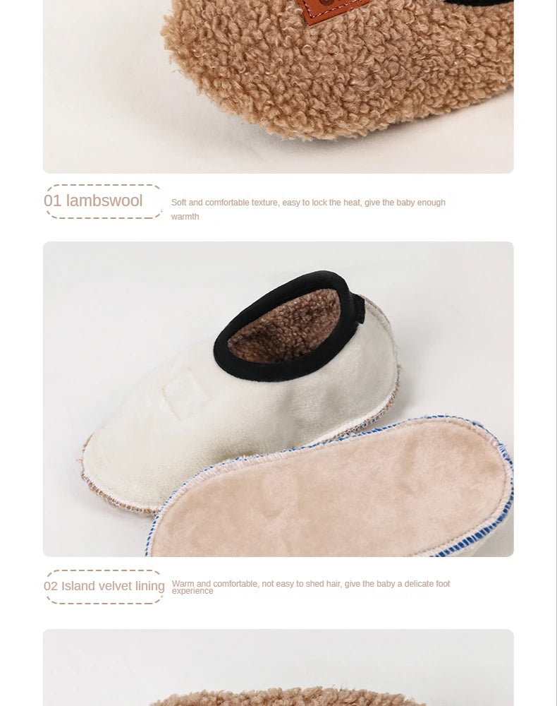 Autumn Winter Warm Baby Slippers, Toddler Plush Floor Sock Shoes, Boys Girls Soft Anti-slip Walking Shoes, Indoor Home Kids Socks