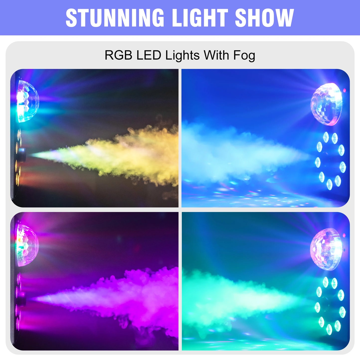 700W Smoke Machine, Wireless Remote Control Effect Fogger, 3in1 LED RGB Stage Light, Fog Machine, DJ Disco Party Halloween, U'King