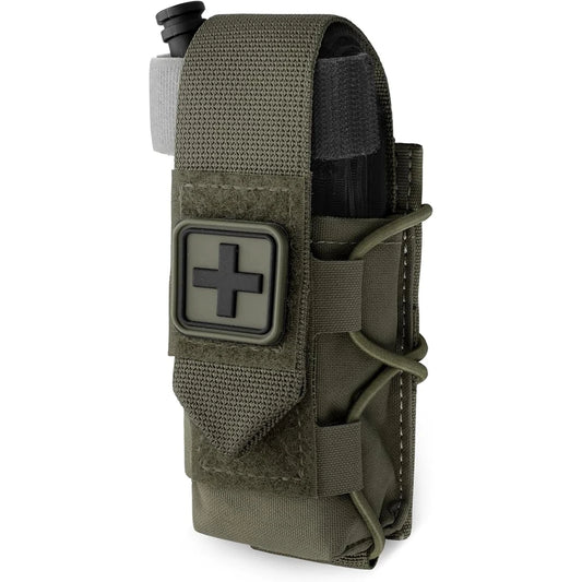 Soporte de torniquete MOLLE, soporte IFAK TQ, bolsa médica táctica, funda para botiquín de primeros auxilios, parche cruzado/cuerda elástica con torniquete