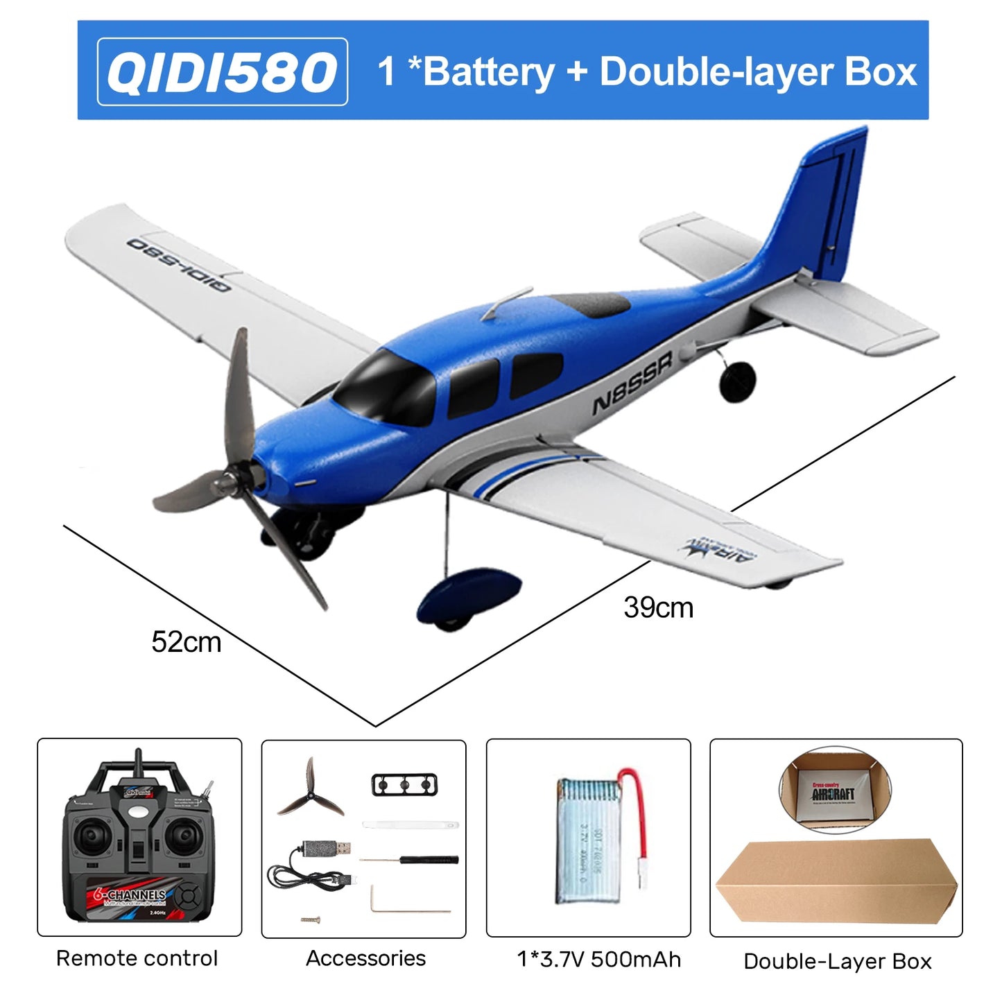 Stunt RC Glider Plane, 4CH 2.4G Remote Control, Brushless Aircraft EPP Foam Fixed Wing Airplane Model Toys for Children, QIDI580