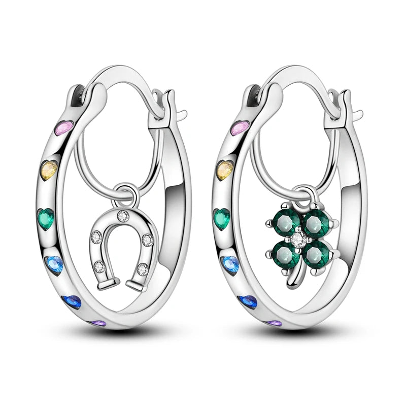 925 Sterling Silver Colored Zirconium Stars Hoop Earrings For Women Jewelry, Anniversary WeddingMaking Jewelry Gift