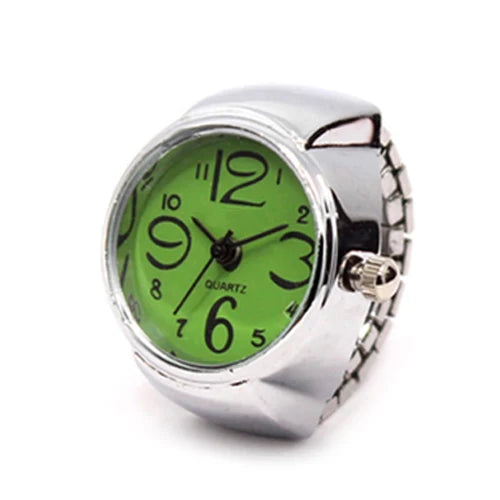 Vintage Punk Finger Watch, Mini Elastic Strap Alloy Watch, Couple Rings, Jewelry Clock, Retro Roman Quartz Watch Rings, For Women, For Men