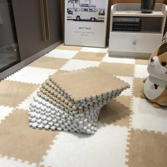 Alfombra Suave de Peluche para Niños, Tapete de Juego para Bebés, Alfombras Infantiles, Juguetes de Espuma EVA, Tapete de Espuma para Niños, Tapetes de Piso Entrelazados de Rompecabezas 30*30 CM