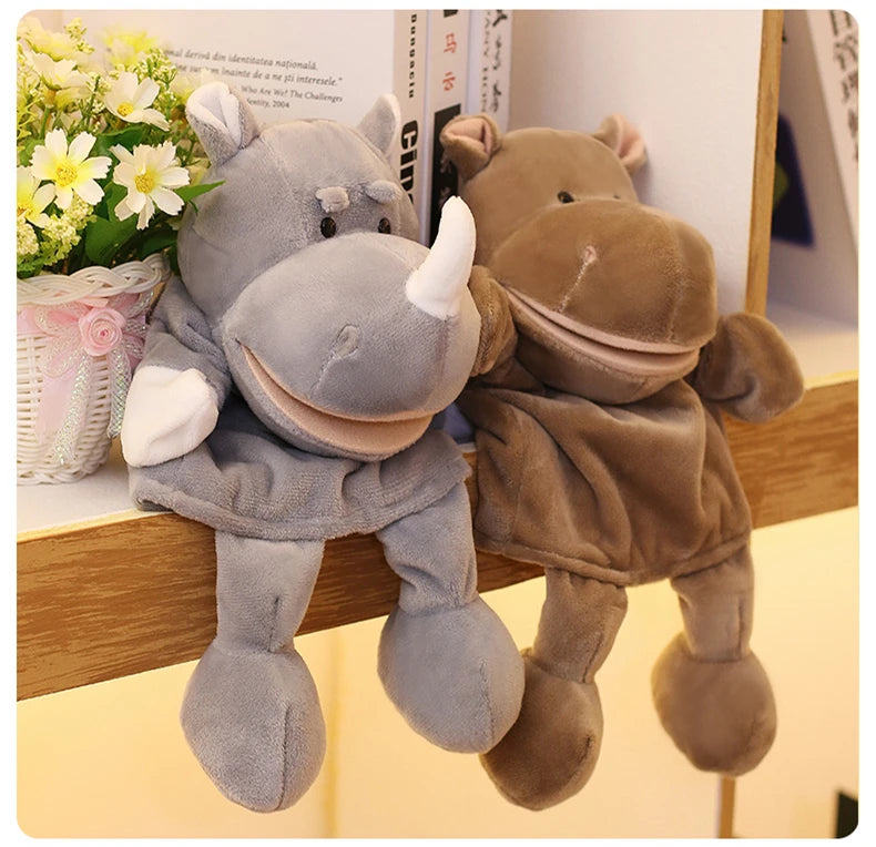 Cartoon Animal Hand Puppet Parent-child Game Doll, 35cm, Stuffed Gaming Doll, Lion Elephant Pig Appease Toys, Birthday Gifts For Children