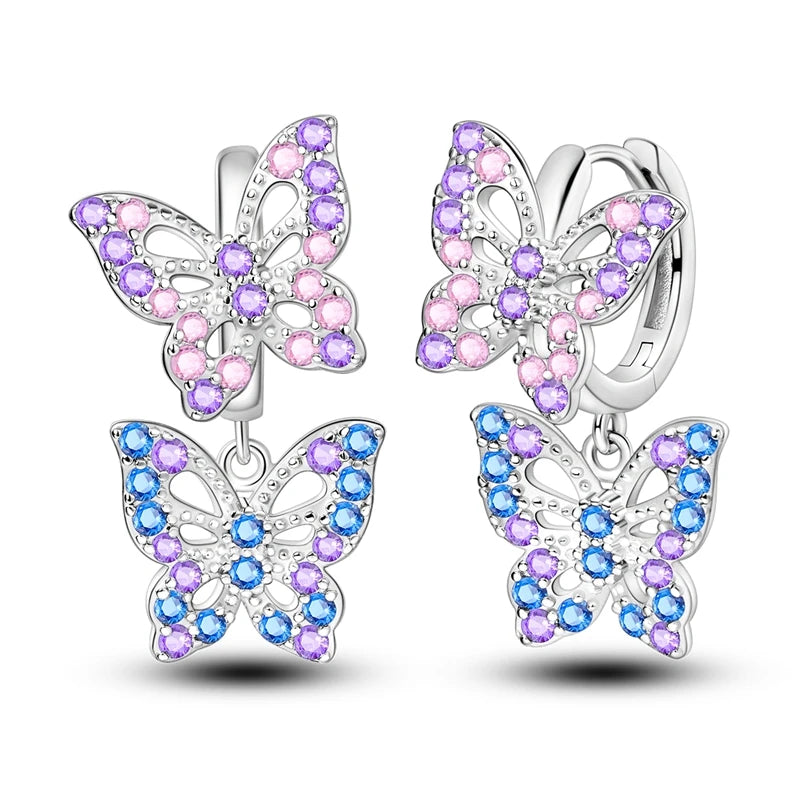 925 Sterling Silver Colored Zirconium Stars Hoop Earrings For Women Jewelry, Anniversary WeddingMaking Jewelry Gift