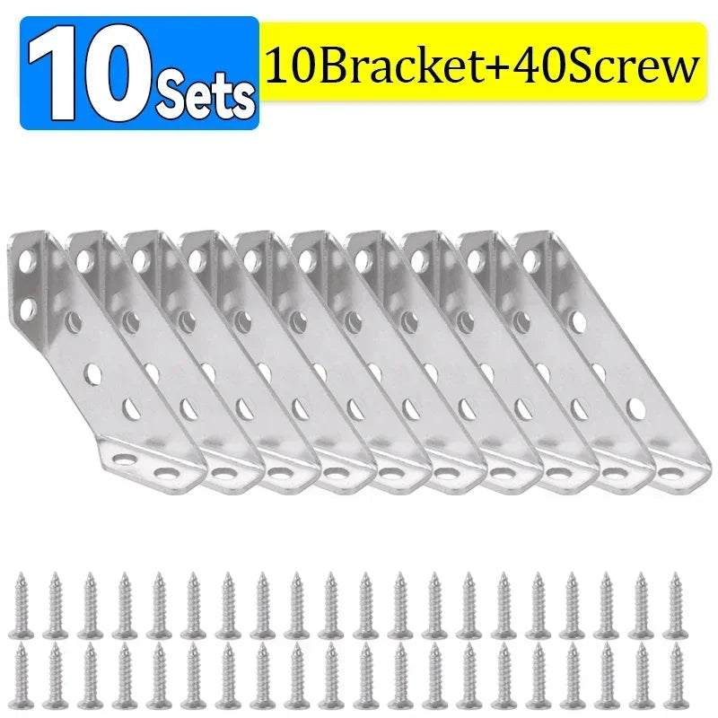 Corner Brackets, Stainless Steel Furniture Angle, Shelf Connector, Cabinet Support Fixing Frame Corner Brace