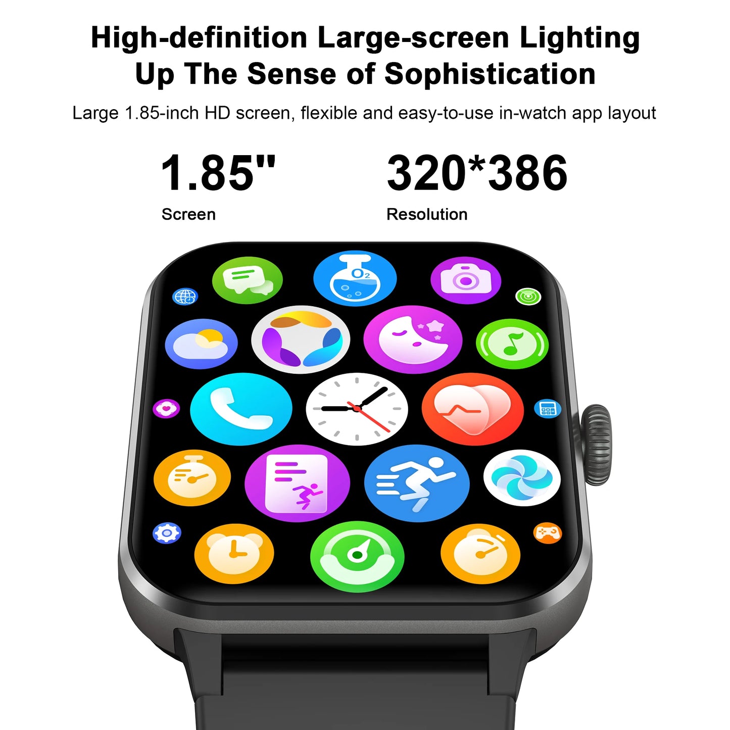 Blackview R50 Smart Watch, Heart Rate Monitor 1.85'' HD Screen, 100+ Sport Modes, Men Women, Outdoor Watch for IOS Android