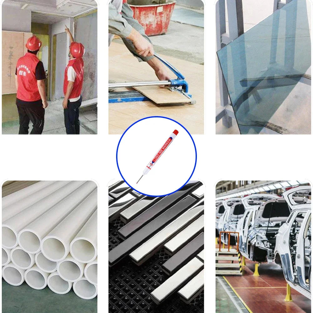 4-80Pcs, 2cm, Waterproof Long Head Markers, Deep Hole Marker Pen for Metal Carpenter, Red/ Black/ Blue/ Green Ink Woodworking Tools