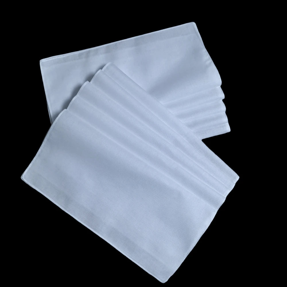 10pcs, 100% Cotton White Handkerchiefs Square, Super Soft Washable Hanky, Chest Towel, Pocket Square Hanky, DIY Accessories, 28x28cm