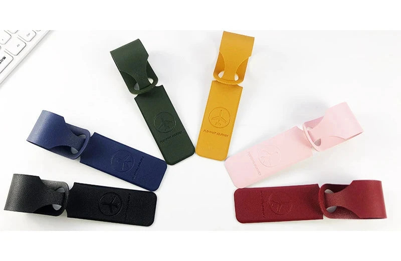 1Pc, PU Leather Luggage Tag, Creative Baggage Suitcase Identifier, ID Address Holder Boarding Tags, Portable Label Travel Accessories