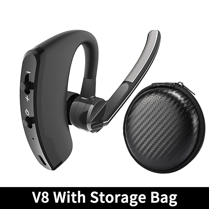 New V8 Wireless Bluetooth Single Earphone With HD Mic Stereo Headset, Handsfree Call Business Headphone For Sports Driving Travel