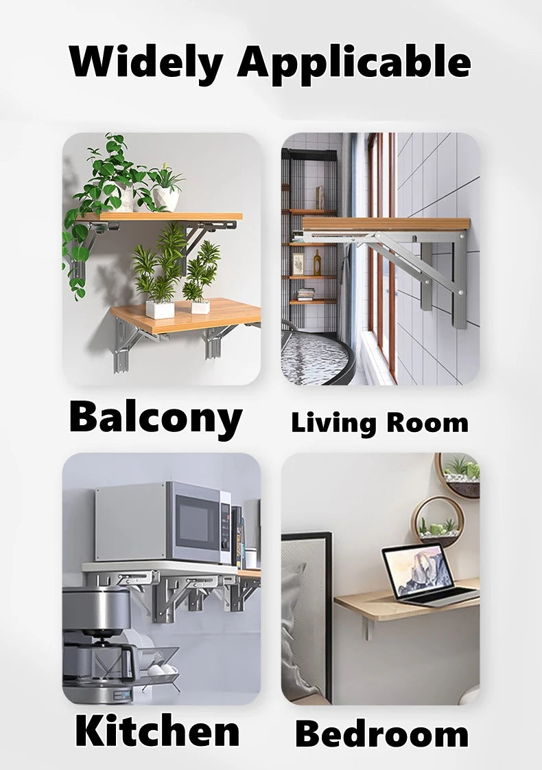 2Pcs, Multiple Sizes Triangle Folding Bracket, Shelf Table Desk, Floating Shelf, Collapsible Wall Mounted Bracket