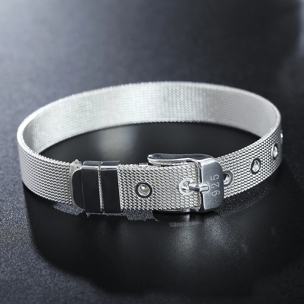 Fashion charm 925 Sterling Silver Bracelet for man woman, Twisted rope chain fine jewelry, Wedding party Christmas gift