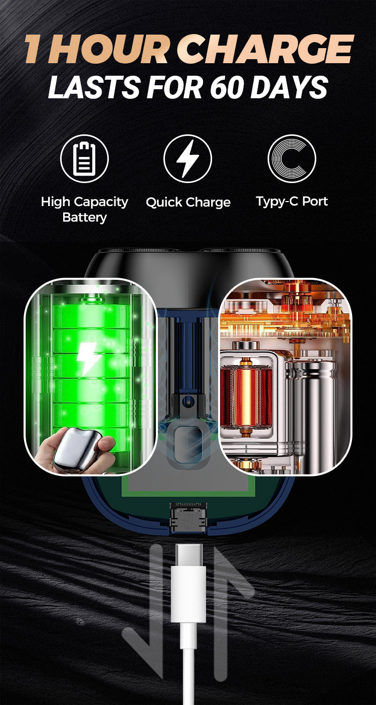 Mini Double Head Electric Shave Magnetic Suction Men's USB Rechargeable Portable Waterproof Shaver