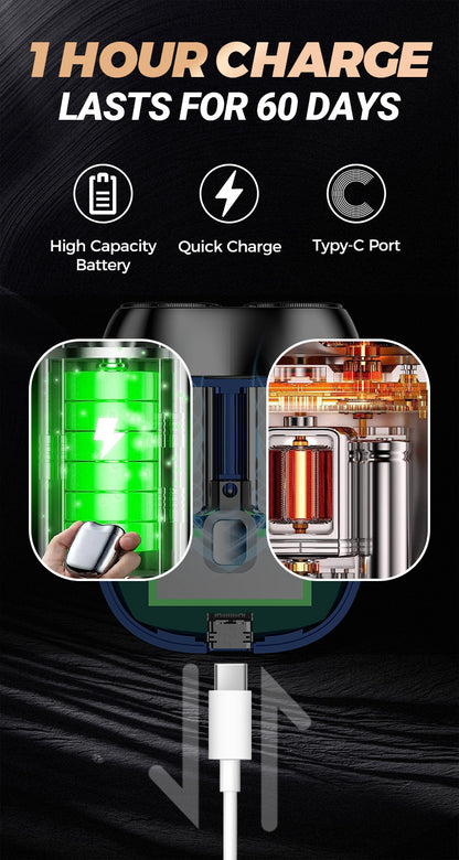 Mini Double Head Electric Shave Magnetic Suction Men's USB Rechargeable Portable Waterproof Shaver