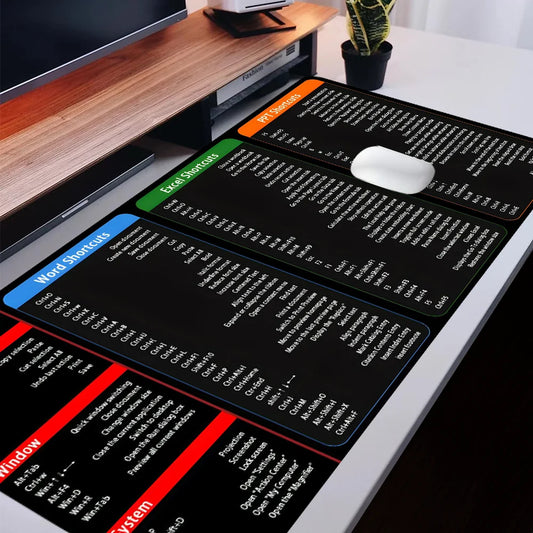 Excel Shortcuts Mouse Pad Large Office Desk Mat for Office Including English Spanish French Korean Portuguese Russian