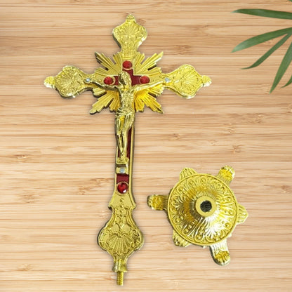 Jesus Crucifix Sculpture, Jesus Cross Statue Catholic Figurine Standing Crucifix for Home Altar, Living Room, Table, Bedroom