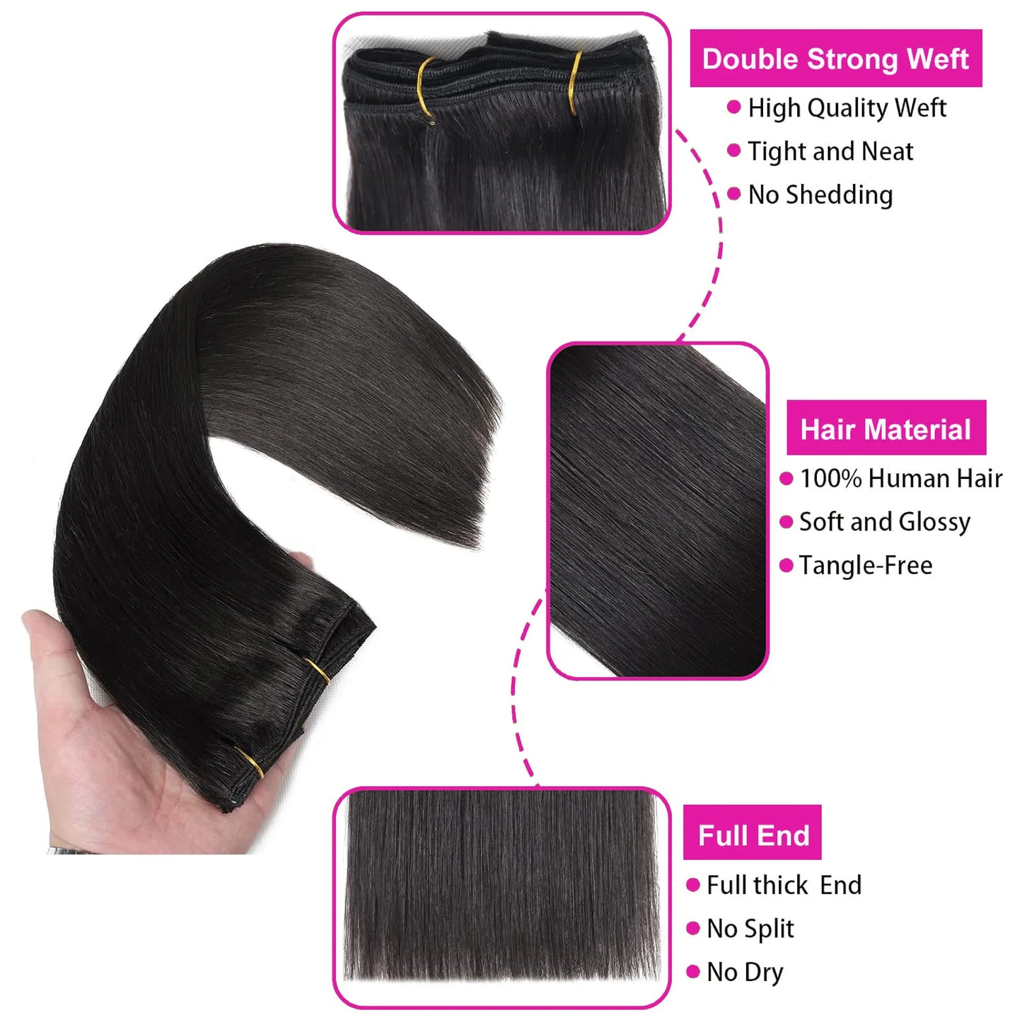 Clip In Hair Extensions Real Human Hair Color #4 Chocolate Brown Clip In Hair Extensions 8pcs Hair Natural Black Color 26 Inches