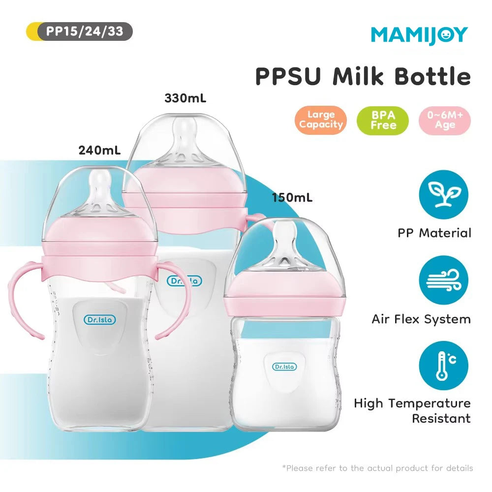 150/240/330ml, Baby Bottle With Handle Anti-bloating＆Anti-drop, Clear Scale Milk Bottle Feeding Baby Bottles, BPA-FREE PP15