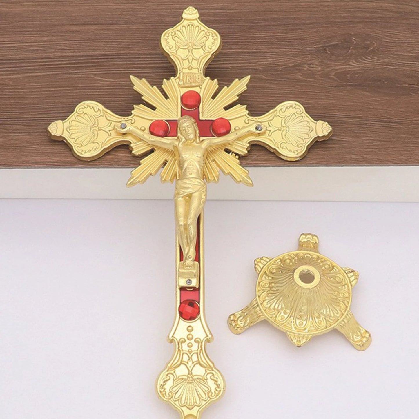 Jesus Crucifix Sculpture, Jesus Cross Statue Catholic Figurine Standing Crucifix for Home Altar, Living Room, Table, Bedroom