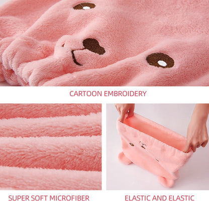 1pc Hair Drying Cap, Soft Absorbent Wrapped Cartoon Bear Design, Reusable Bathroom Essential for Women & Girls