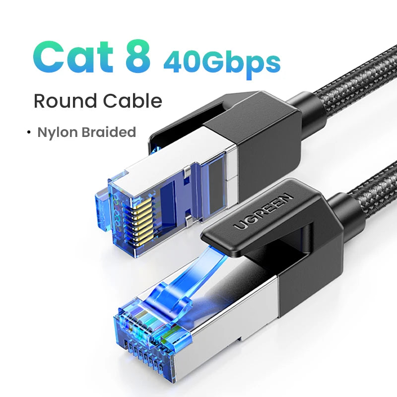 UGREEN CAT 8 Ethernet Cable High Speed Braided 40Gbps 2000Mhz Network LAN Cord RJ45 Shielded Indoor for Router PC PS5 Modem Xbox
