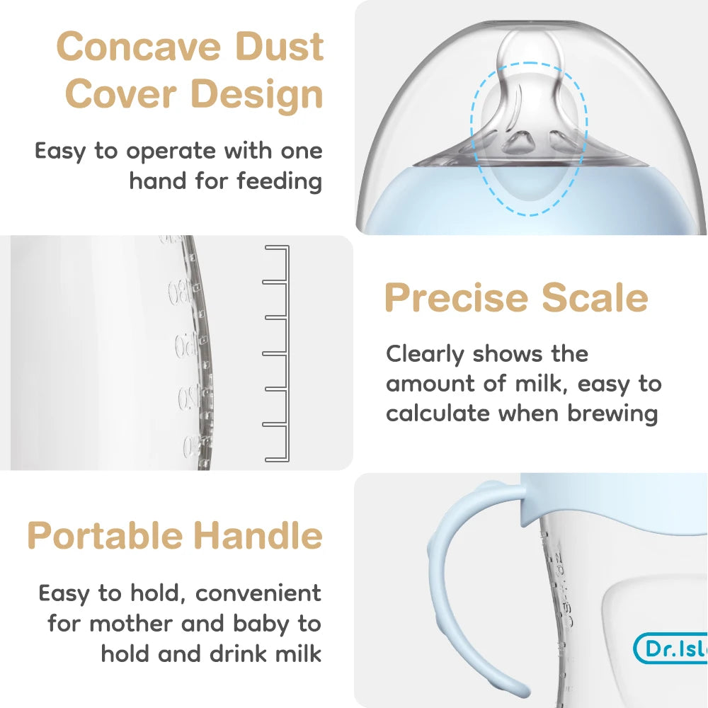 150/240/330ml, Baby Bottle With Handle Anti-bloating＆Anti-drop, Clear Scale Milk Bottle Feeding Baby Bottles, BPA-FREE PP15