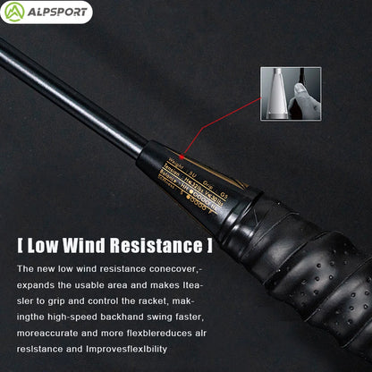 MH-V5 5U 75g Wave Legal Original Max 38lbs 100% Full Carbon Fiber Torsion Frame Badminton Racket, Novice Professional, ALPSPORT