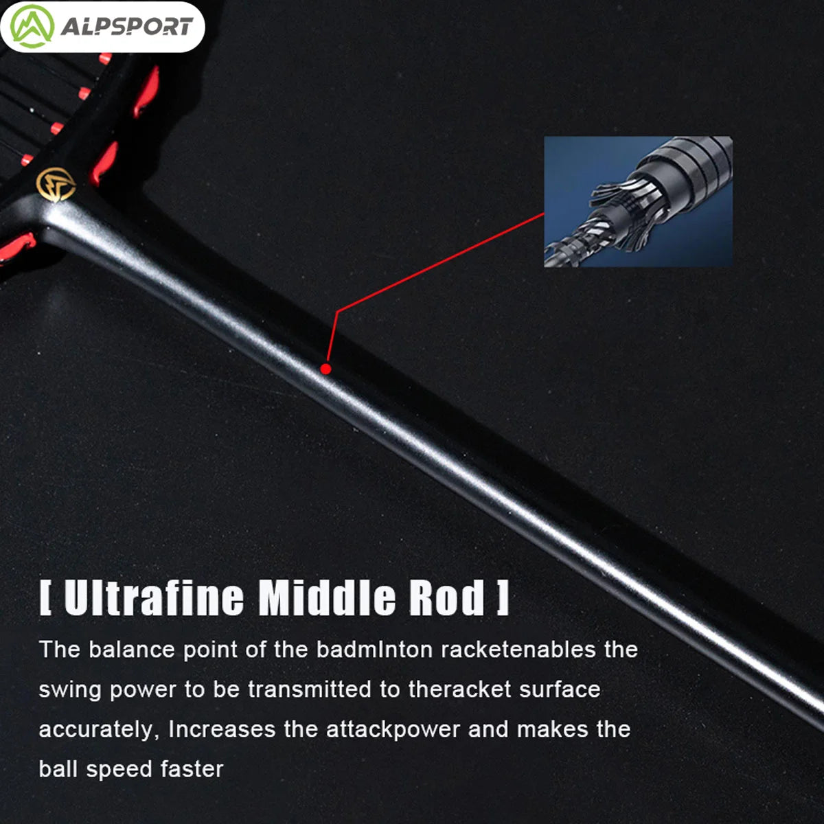 MH-V5 5U 75g Wave Legal Original Max 38lbs 100% Full Carbon Fiber Torsion Frame Badminton Racket, Novice Professional, ALPSPORT