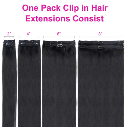 Clip In Hair Extensions Real Human Hair Color #4 Chocolate Brown Clip In Hair Extensions 8pcs Hair Natural Black Color 26 Inches