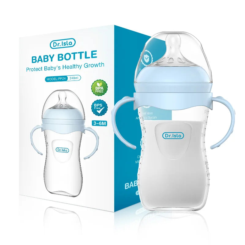150/240/330ml, Baby Bottle With Handle Anti-bloating＆Anti-drop, Clear Scale Milk Bottle Feeding Baby Bottles, BPA-FREE PP15
