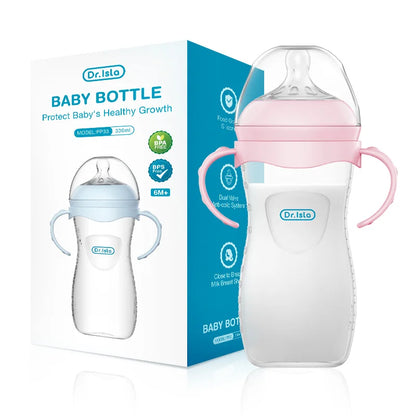 150/240/330ml, Baby Bottle With Handle Anti-bloating＆Anti-drop, Clear Scale Milk Bottle Feeding Baby Bottles, BPA-FREE PP15