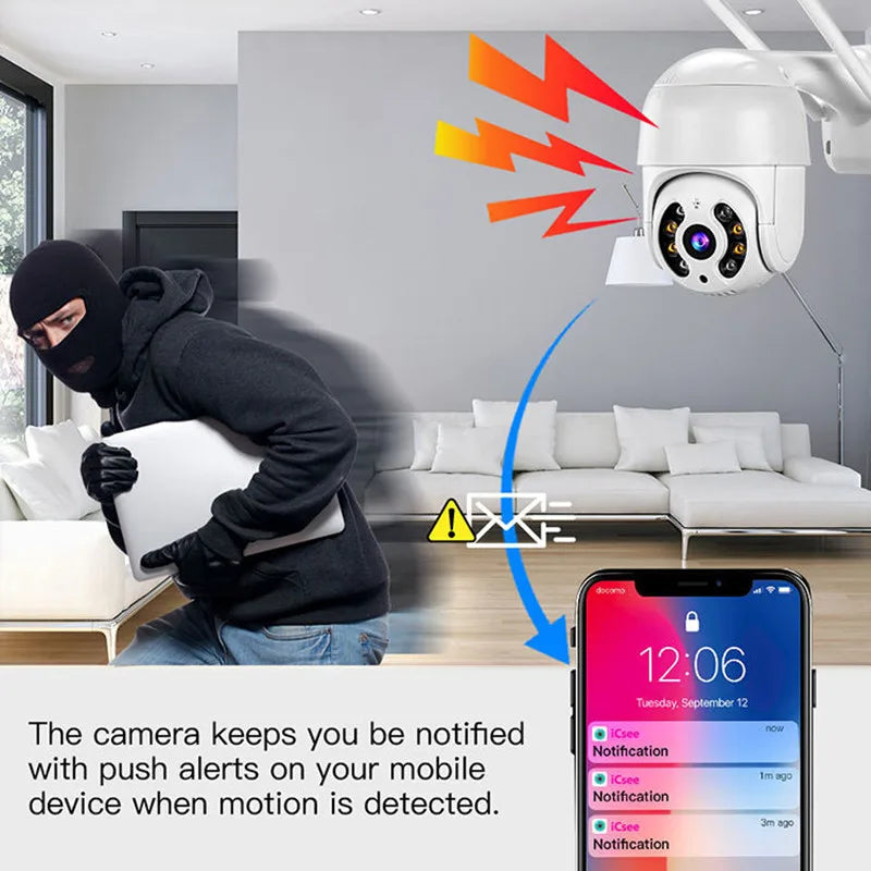 8MP 4K Wireless PTZ Camera HD 1080P Color Night Vision Wifi IP Camera Outdoor 5MP AI Auto Tracking CCTV Surveillance Cam iCsee
