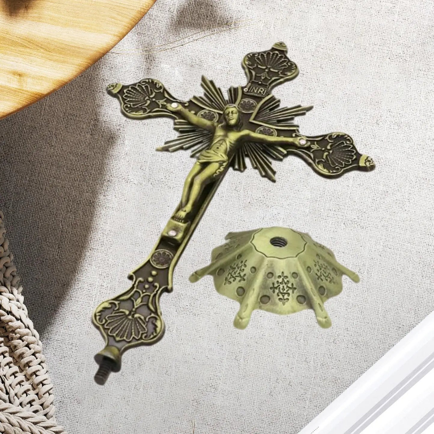 Jesus Crucifix Sculpture, Jesus Cross Statue Catholic Figurine Standing Crucifix for Home Altar, Living Room, Table, Bedroom