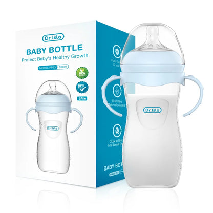 150/240/330ml, Baby Bottle With Handle Anti-bloating＆Anti-drop, Clear Scale Milk Bottle Feeding Baby Bottles, BPA-FREE PP15