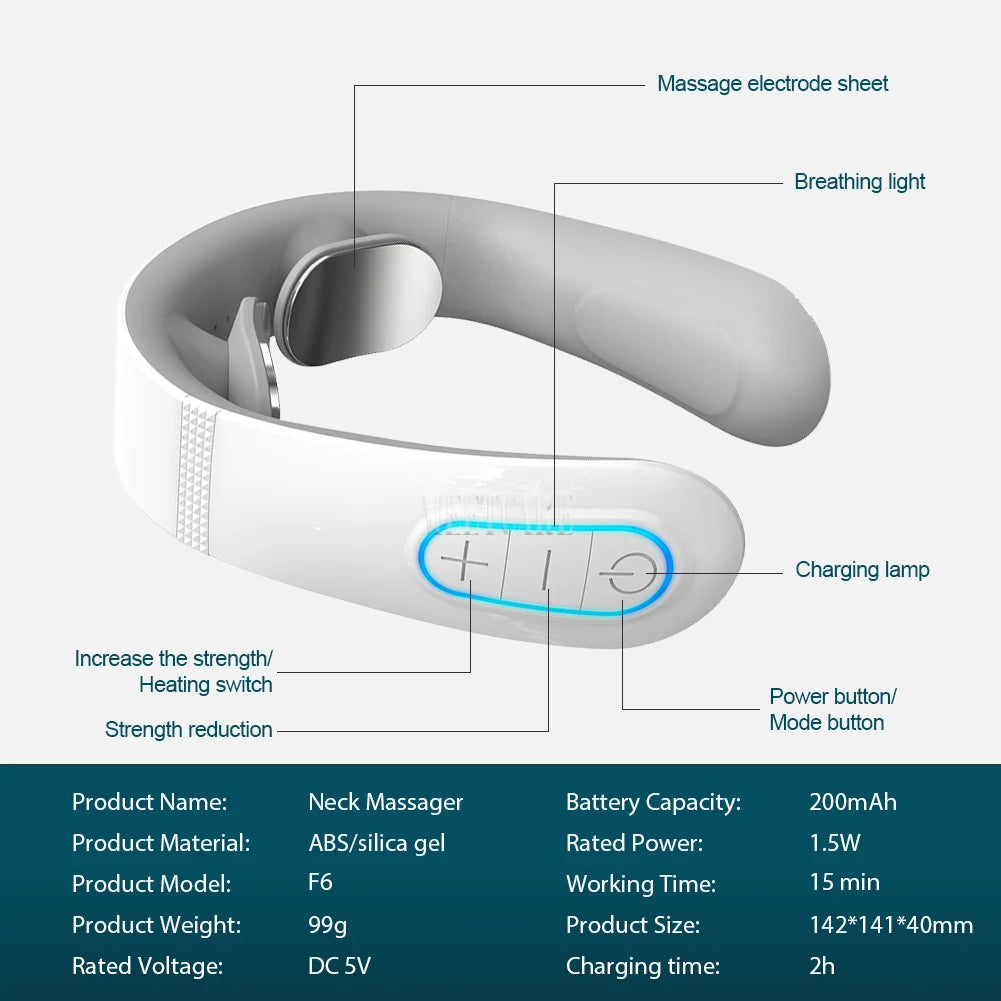 TENS Pulse Back Neck Massage 4 Modes EMS Electric Smart Shoulder Cervical Massager Relaxation Muscle Beating Health Care Tool