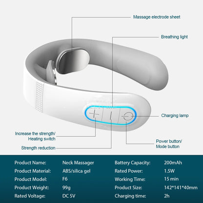 TENS Pulse Back Neck Massage 4 Modes EMS Electric Smart Shoulder Cervical Massager Relaxation Muscle Beating Health Care Tool