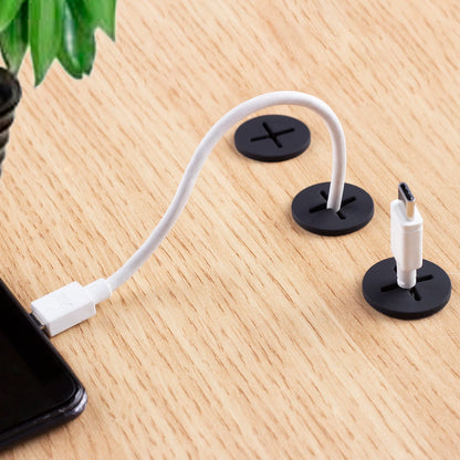 Desk Cord Grommet, Flexible Silicone Cable Hole Cover, Wire Organizer, Cable Pass Through, Round Gasket White